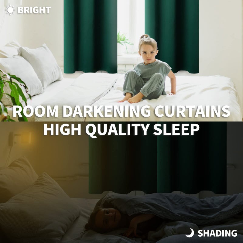 BGment Blackout Curtains - Grommet Thermal Insulated Room Darkening Bedroom and Living Room Curtains, Set of 2 Decorative Curtain Panels (52 x 63 Inch, Emerald Green) - Image 3